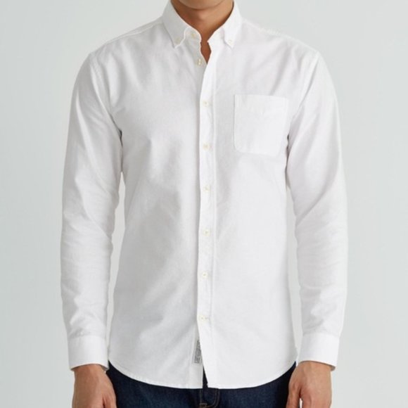 Frank and Oak The Jasper Stretch Slim Oxford Shirt - XS - Bright White - Picture 1 of 5